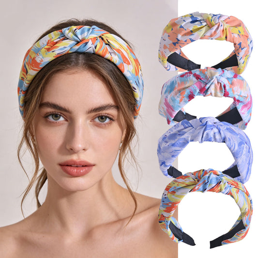 Bohemian headband, wide-brimmed, crisscross knotted headband for women