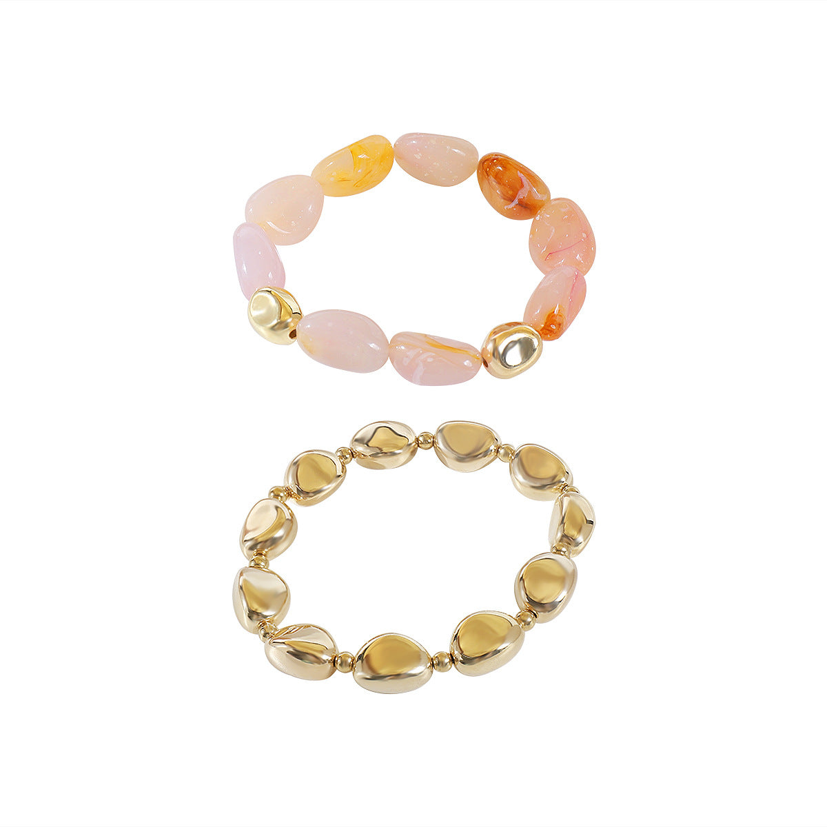Bohemian geometric irregular beaded resin necklace stacked bracelet