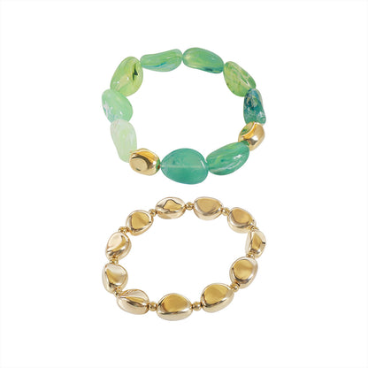 Bohemian geometric irregular beaded resin necklace stacked bracelet