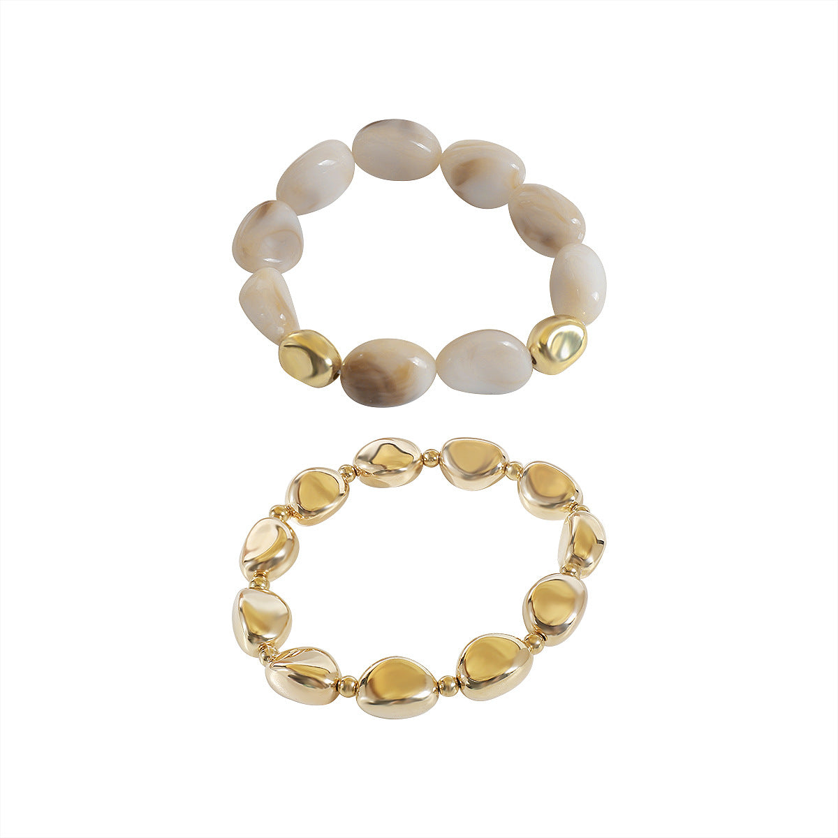 Bohemian geometric irregular beaded resin necklace stacked bracelet