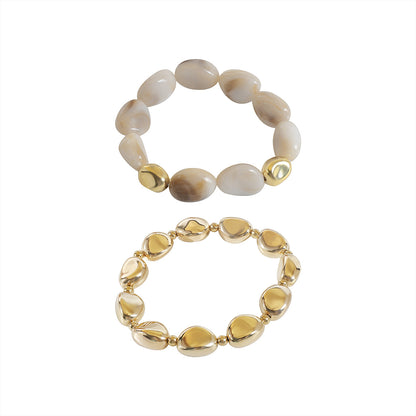 Bohemian geometric irregular beaded resin necklace stacked bracelet