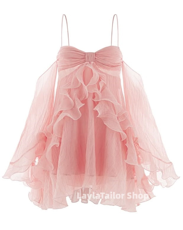 Off The Shoulder Blush Pink A-Line Homecoming Dress