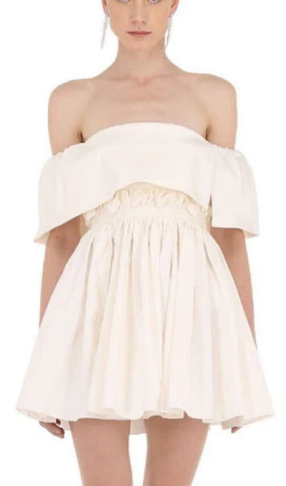 Off The Shoulder Ivory Homecoming Dresses Satin Short Hoco Dress, LTP2928