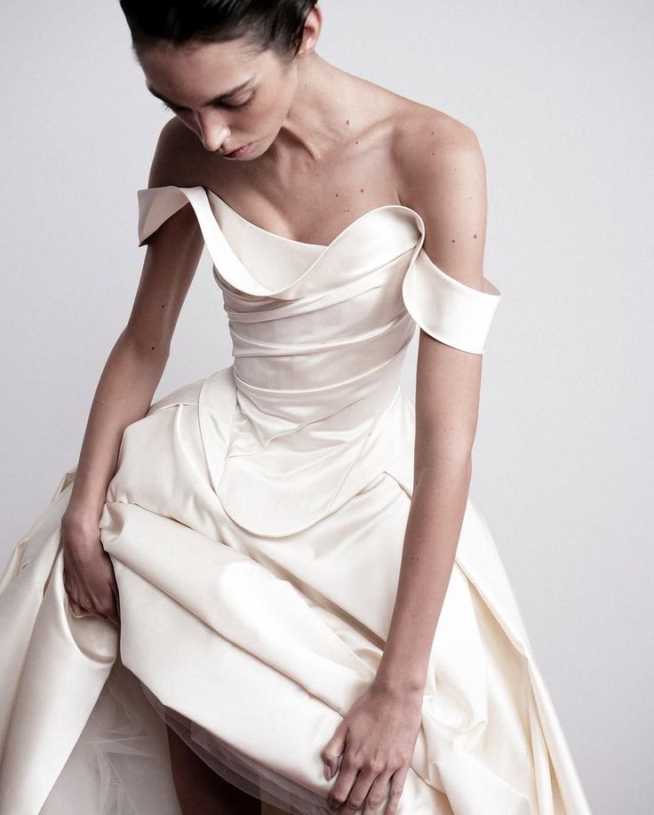 Off The Shoulder Ivory Wedding Dresses A-line Pleated Bridal Dress,LTP3807