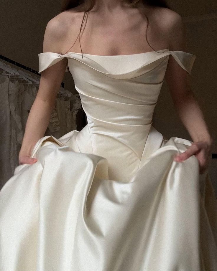Off The Shoulder Ivory Wedding Dresses A-line Pleated Bridal Dress,LTP3807