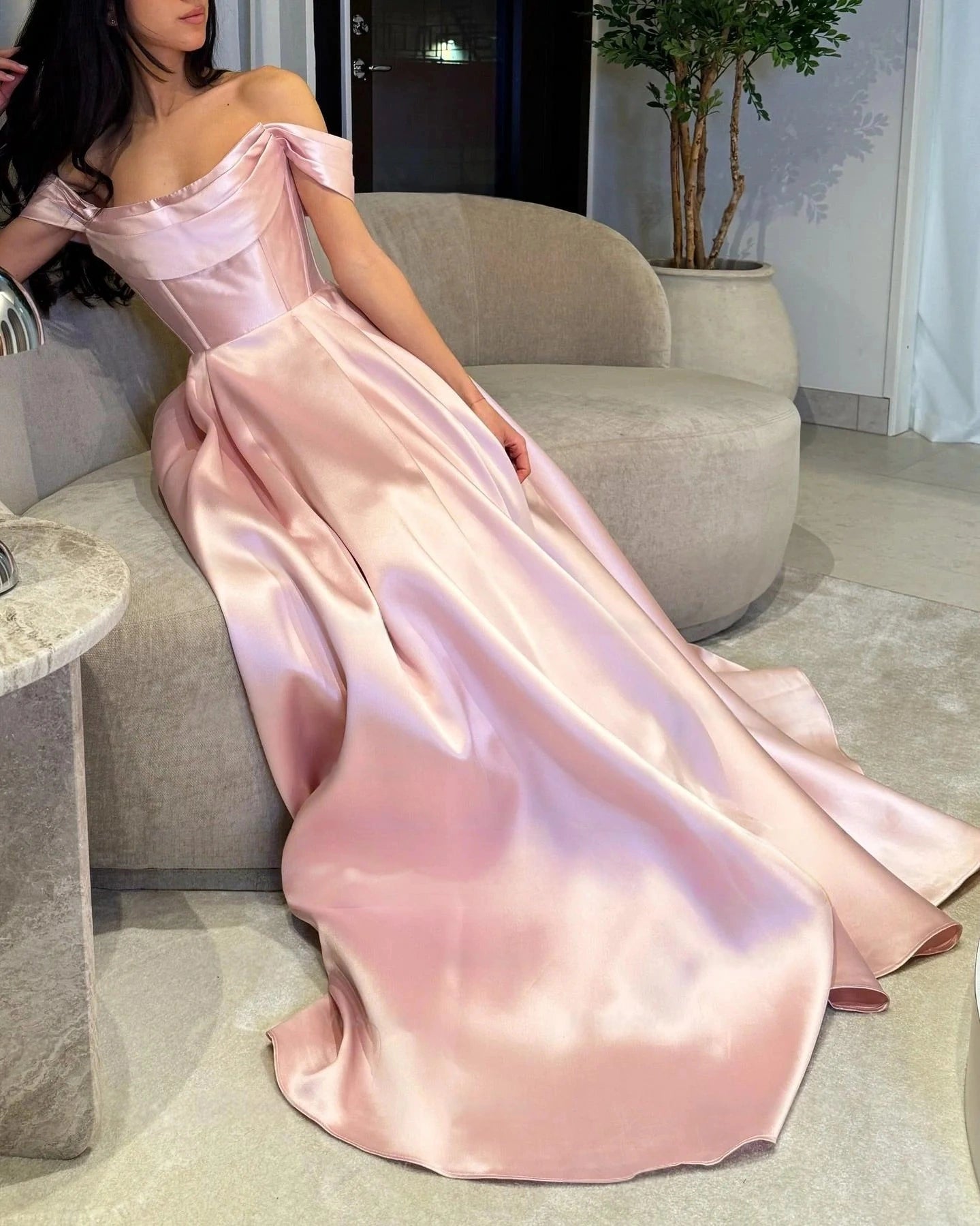 Off The Shoulder Light Pink Prom Dresses Long Formal Dress,LTP4271