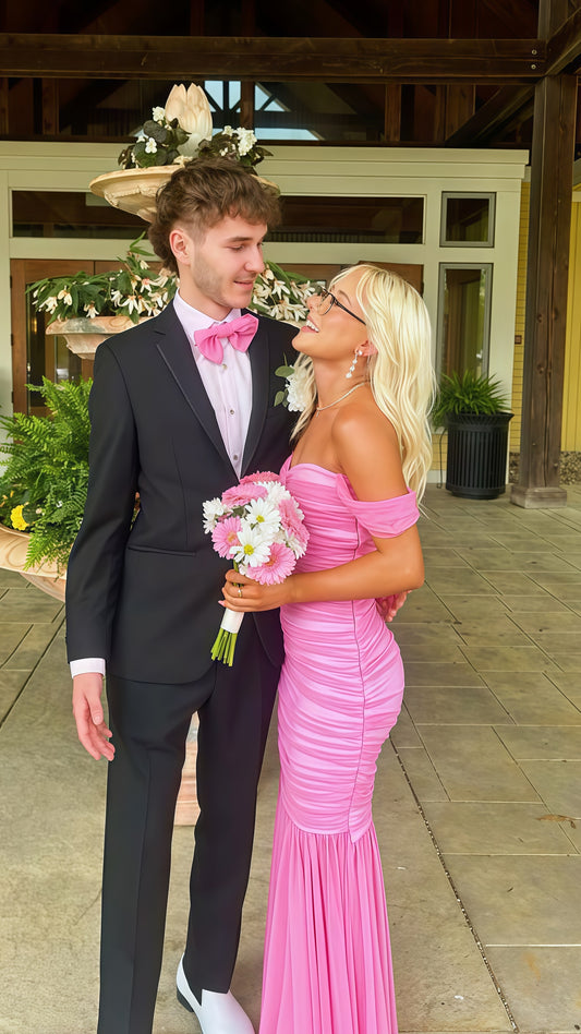 Off The Shoulder Pink Mermaid Prom Dresses,LTP3440