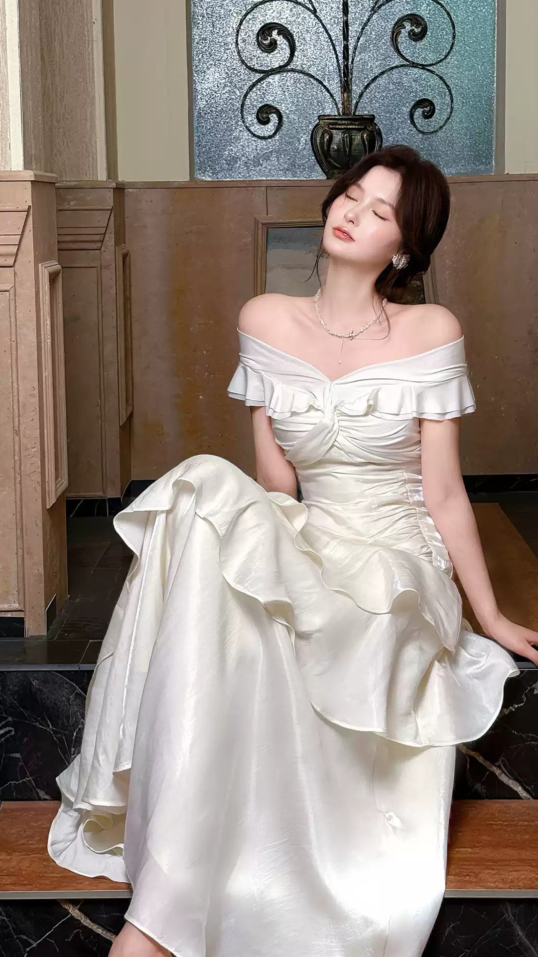 Off The Shoulder Ruffle Prom Dresses High Quality Mermaid Party Formal Dress,LTP4378