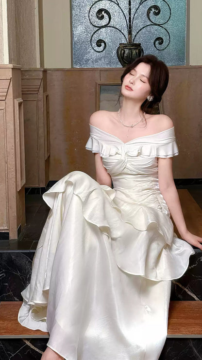 Off The Shoulder Ruffle Prom Dresses High Quality Mermaid Party Formal Dress,LTP4378