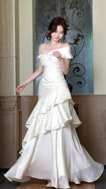 Off The Shoulder Ruffle Prom Dresses High Quality Mermaid Party Formal Dress,LTP4378