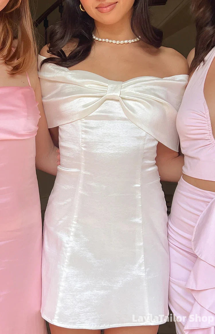 Off The Shoulder White Bodycon Homecoming Dresses