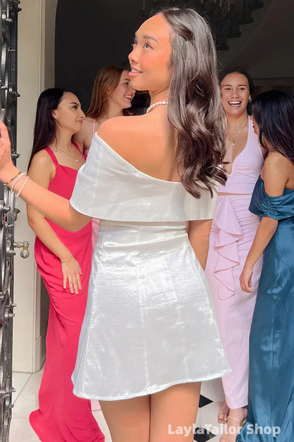 Off The Shoulder White Bodycon Homecoming Dresses