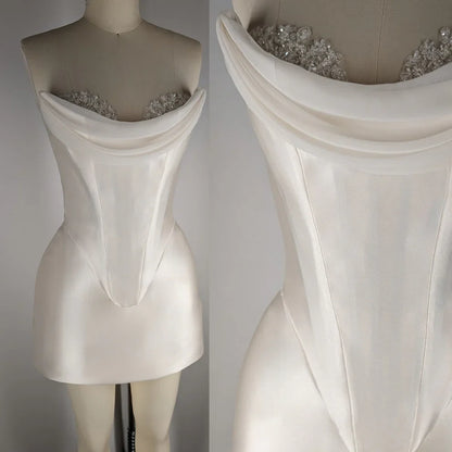 Elegant Satin Tube Top Feather Edge Bodycon 19th Birthday Homecoming Dress LTP82584