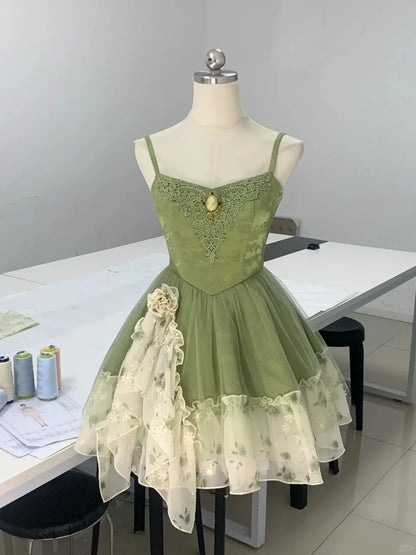 Vintage Green Strapless Ombre Tulle Mini Homecoming Dress LTP82589