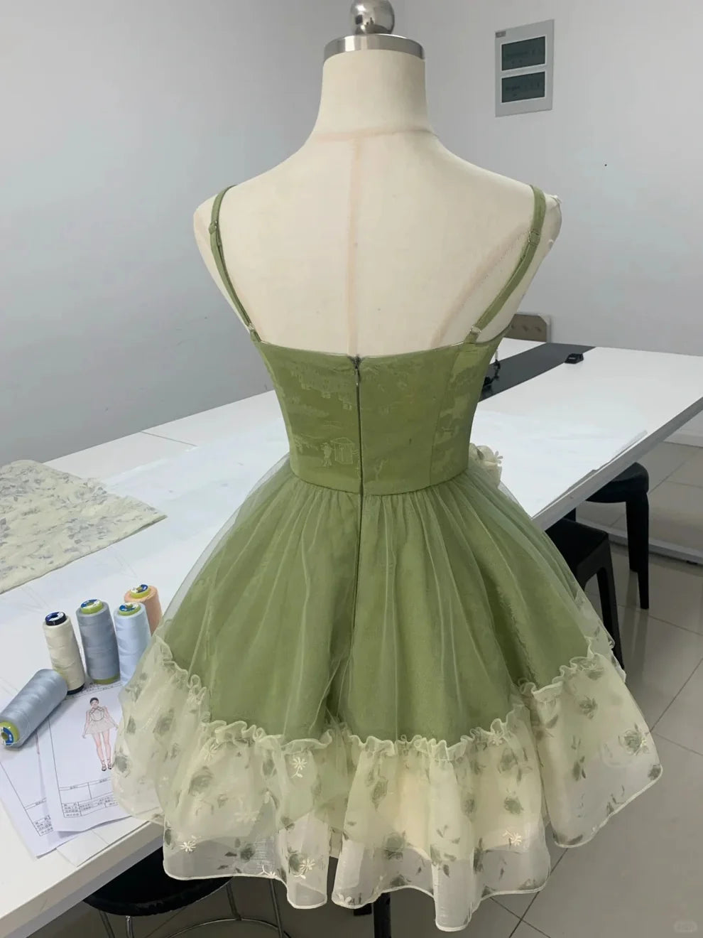 Vintage Green Strapless Ombre Tulle Mini Homecoming Dress LTP82589