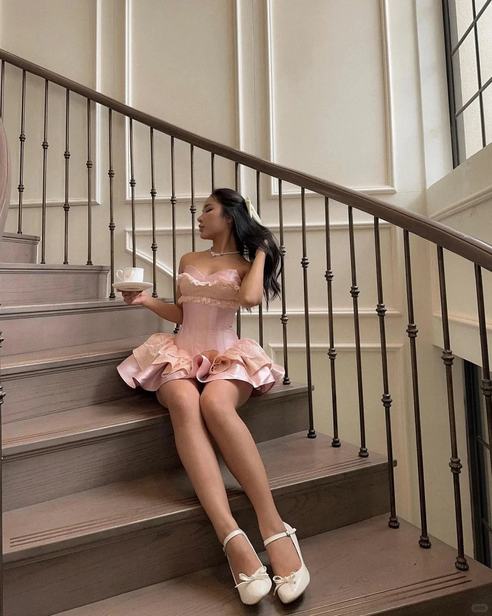 Princess Pink Strapless Sweetheart Neck Satin A-Line 17th Birthday Homecoming Dress LTP82588