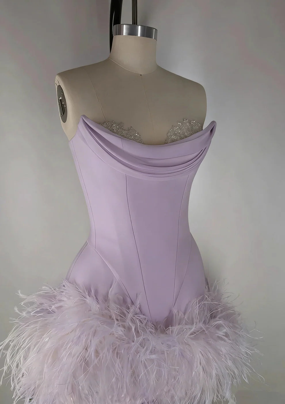 Elegant Satin Tube Top Feather Edge Bodycon 19th Birthday Homecoming Dress LTP82584