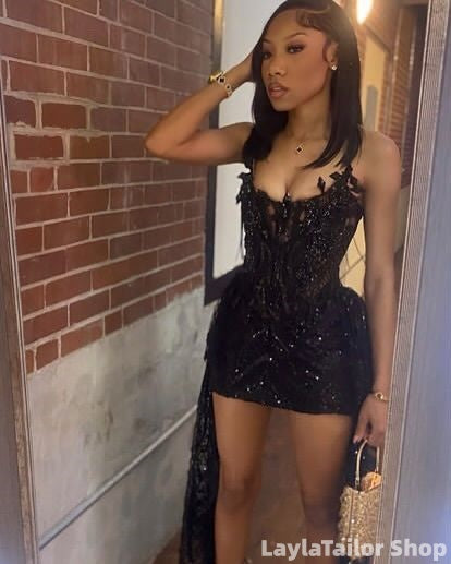 Sexy Black Tube Top Herringbone Beaded 19th Birthday Homecoming Dress LTP82581