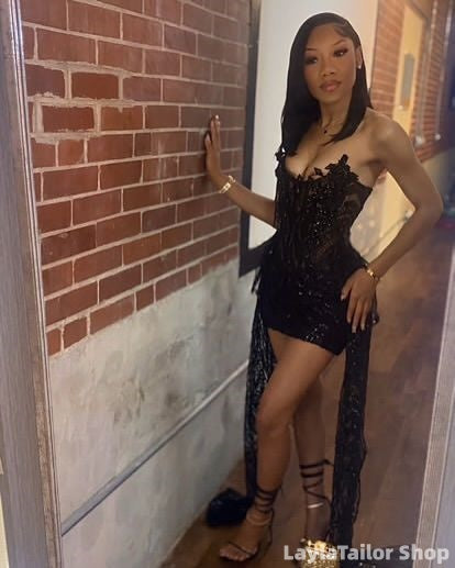 Sexy Black Tube Top Herringbone Beaded 19th Birthday Homecoming Dress LTP82581
