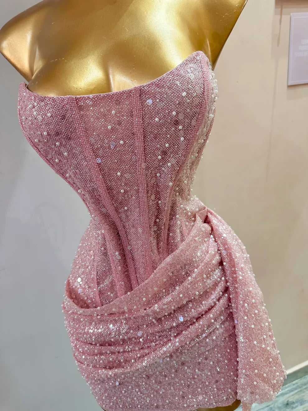 Cute Pink Sleeveless Sequined Slim Fit Hip 17th Birthday Homecoming Dress LTP82587
