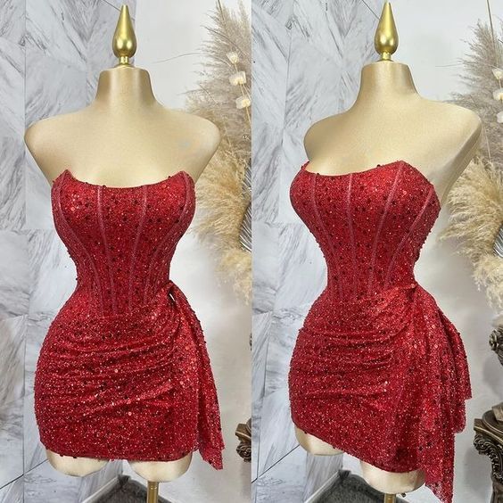 Cute Pink Sleeveless Sequined Slim Fit Hip 17th Birthday Homecoming Dress LTP82587