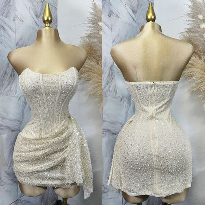 Cute Pink Sleeveless Sequined Slim Fit Hip 17th Birthday Homecoming Dress LTP82587