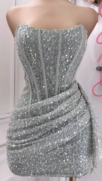 Cute Pink Sleeveless Sequined Slim Fit Hip 17th Birthday Homecoming Dress LTP82587