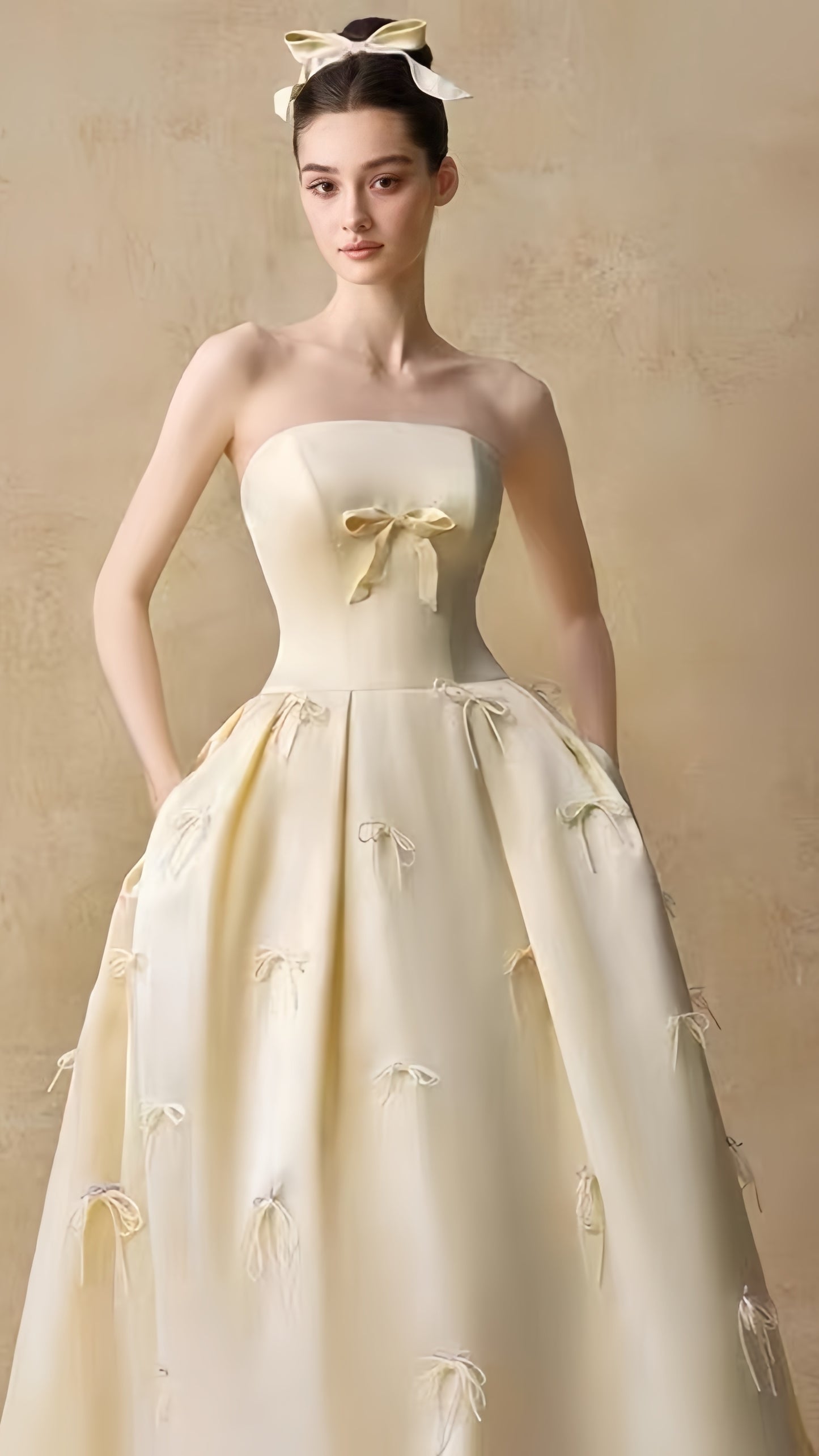 Pastel Yellow Strapless Prom Dresses Sleeveless Long Party Formal Dress,LTP3920