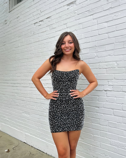 Pearl Beaded Sequin Homecoming Dresses Strapless Mini Party Gown, LTP3 – Laylatailor Shop