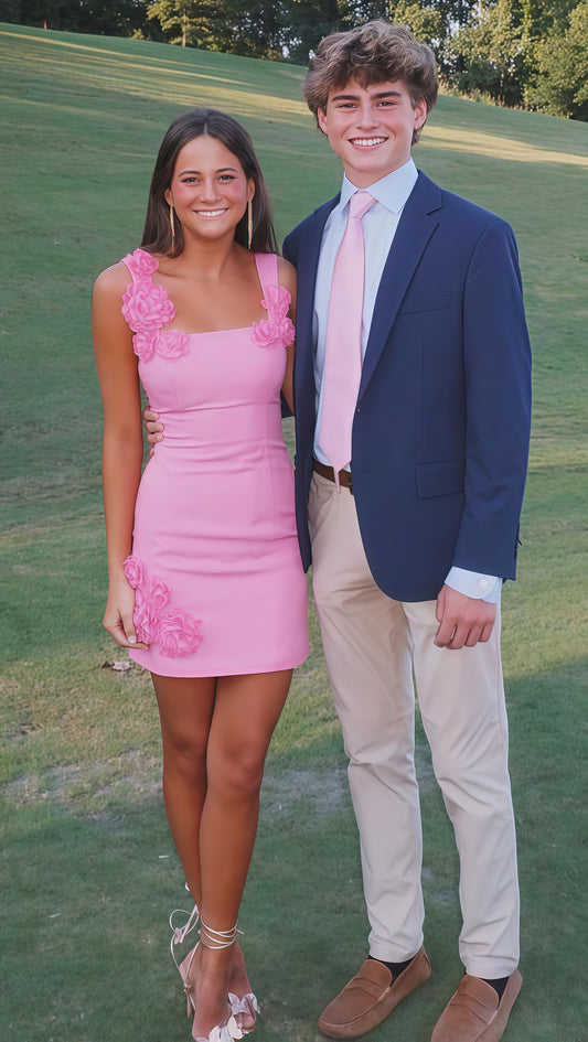 Pink Floral Homecoming Dress, Sweet Back To School Dress, LTP3766
