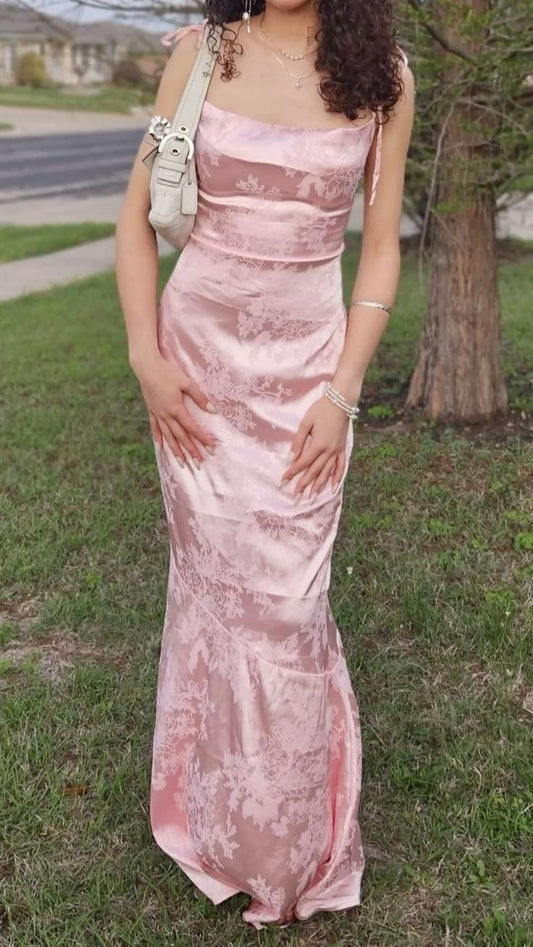 Pink Sheath Floral Print Party Dresses Graduation Prom Dress,LTP3815