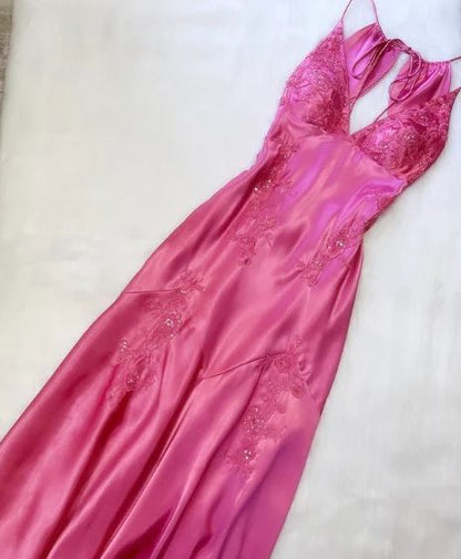 Pink Sheath Prom Dresses V-Neck Appliques Evening Formal Dress School Event Dress,LTP4279