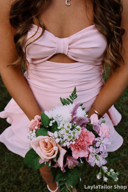Pink Sweetheart Mini Homecoming Dresses Sleeveless Party Dress
