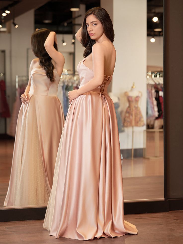 Pink Strapless A-Line Prom Dress With Dots Tulle Party Dresses, LTP3464