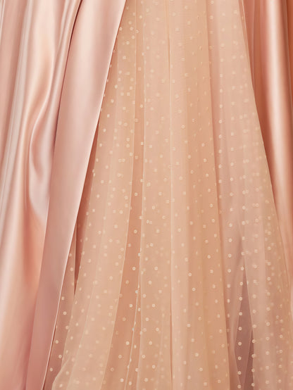 Pink Strapless A-Line Prom Dress With Dots Tulle Party Dresses, LTP3464
