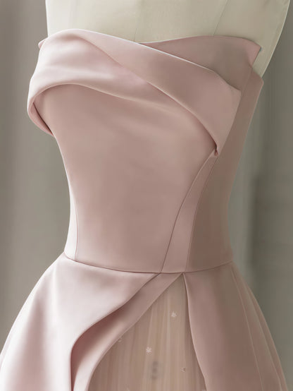 Pink Strapless A-Line Prom Dress With Dots Tulle Party Dresses, LTP3464