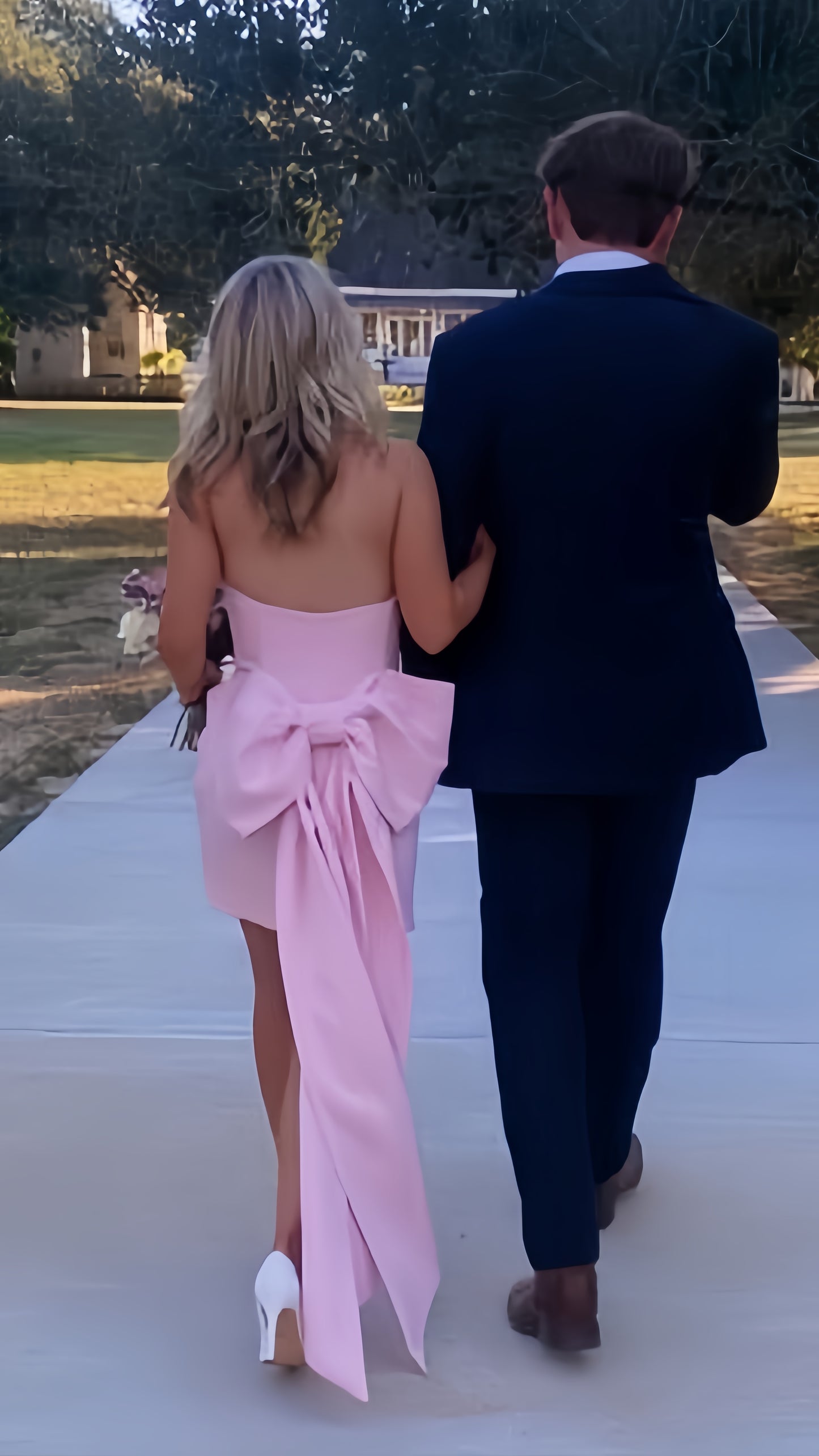 Pink Strapless Short Homecoming Dresses With Bowknot, LTP3385