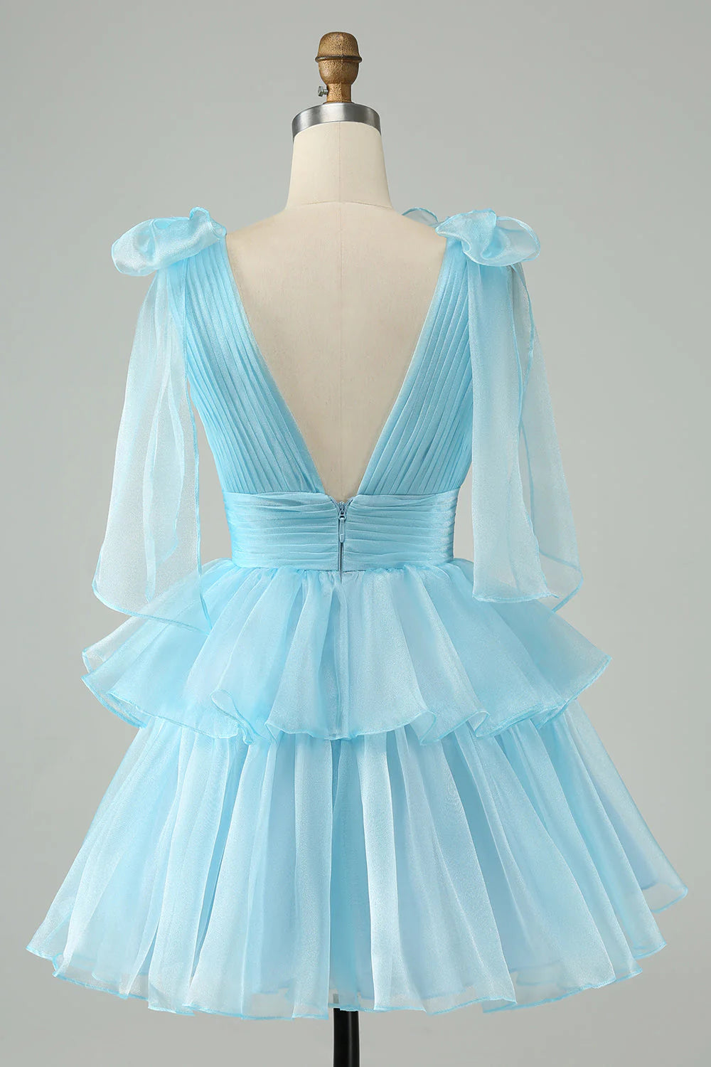 Pink V-Neck Homecoming Dress Chiffon V-Neck School Party Dress, LTP2946