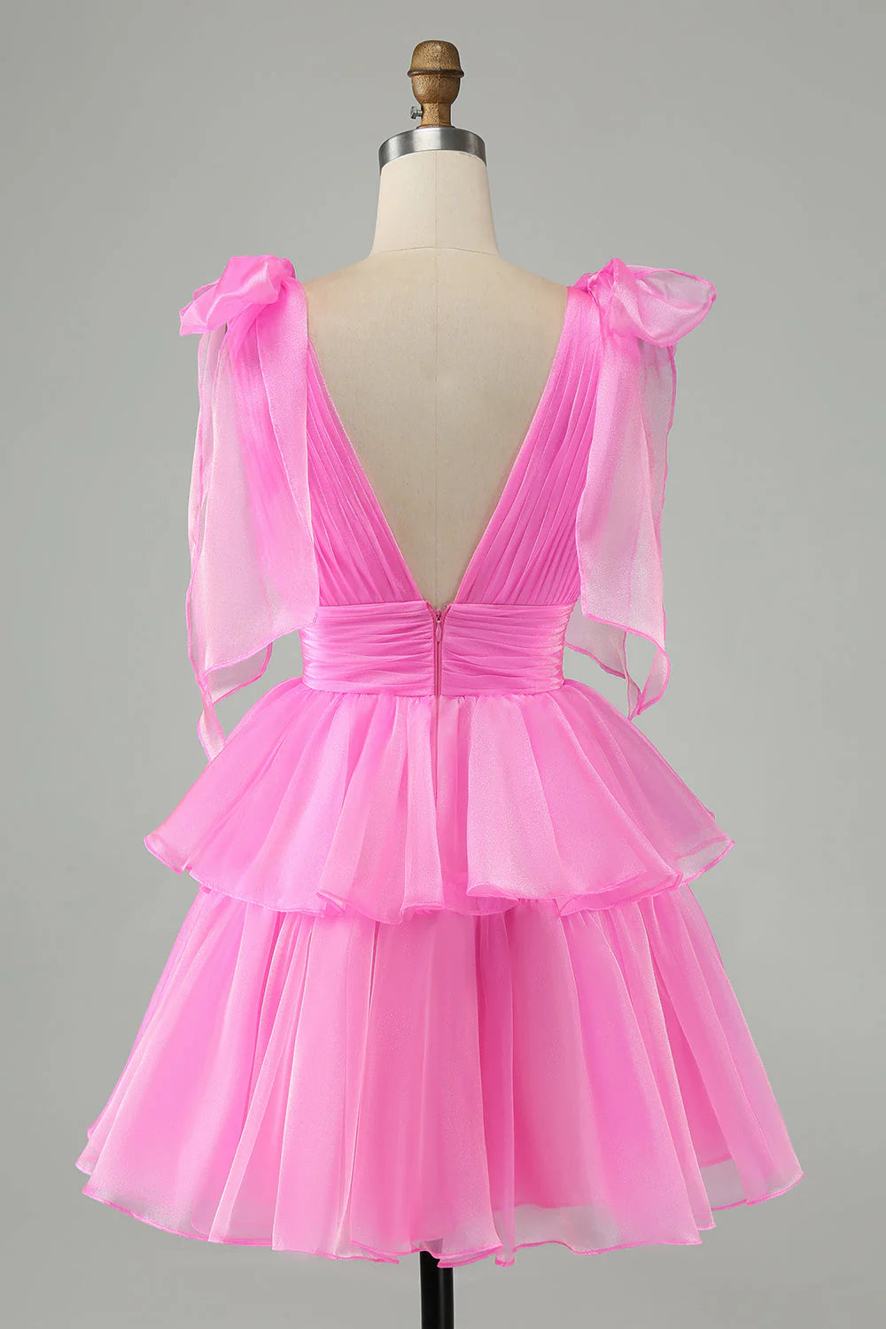 Pink V-Neck Homecoming Dress Chiffon V-Neck School Party Dress, LTP2946