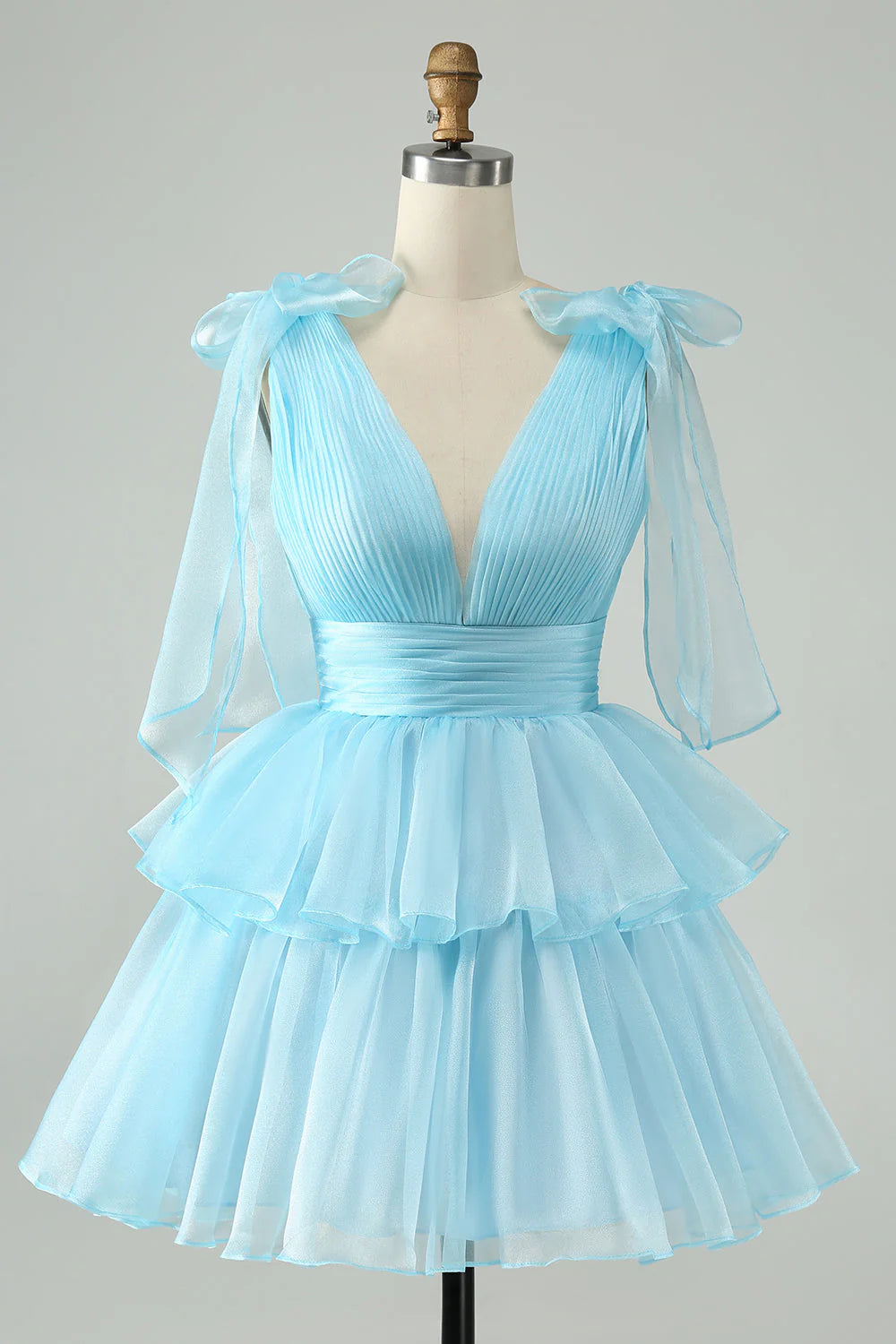 Pink V-Neck Homecoming Dress Chiffon V-Neck School Party Dress, LTP2946