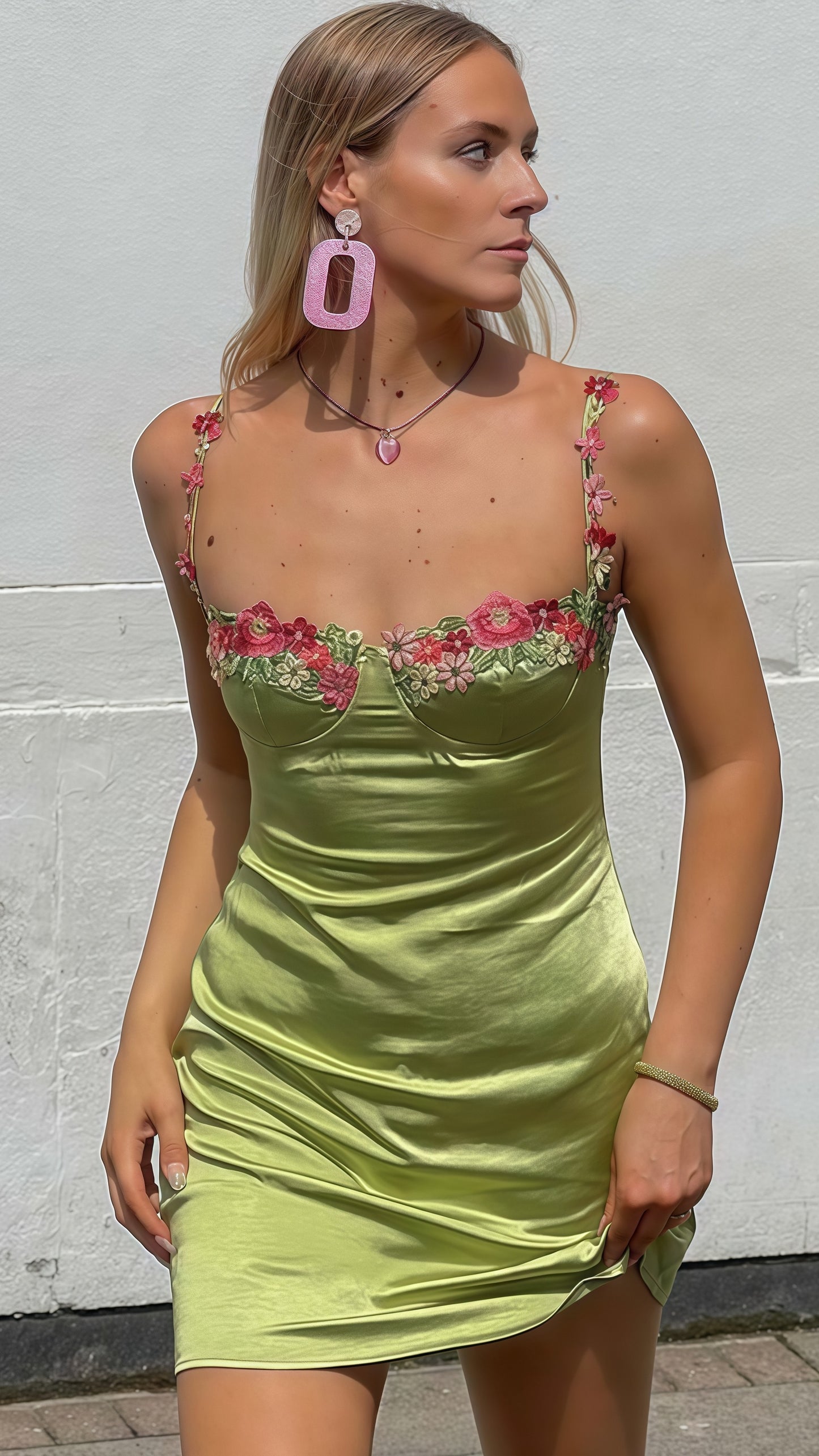 Popular Olive Green Floral Homecoming Dresses Girls Summer Dress, LTP3778