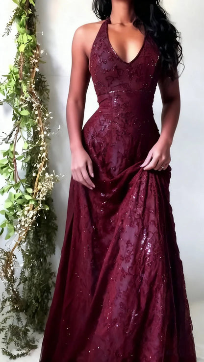Popular Vintage Halter Lace Mermaid Prom Dresses Long Formal Dress,LTP82784