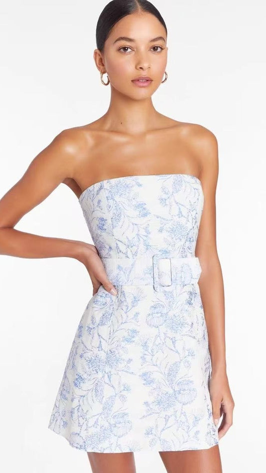 Pretty Floral Homecoming Dresses Short Graduation Dress Strapless Prom Dresses ,LTP3892