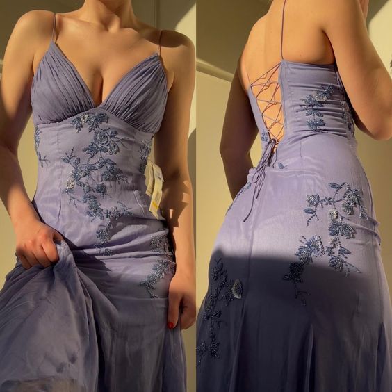 Pretty Mermaid Spaghetti Straps Lilac Long Prom Dresses Party Dress, LTP3627