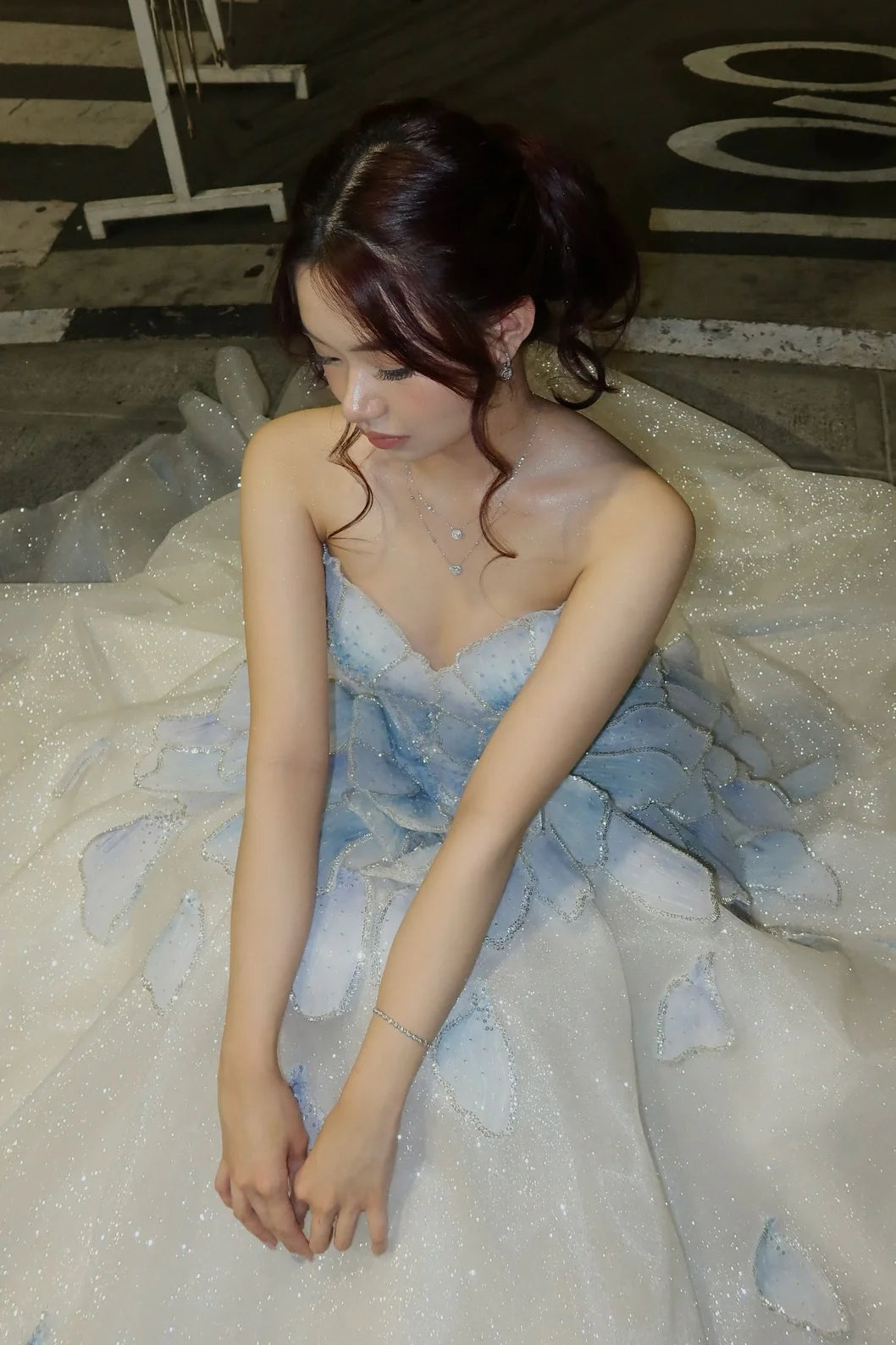 Fairy Princess Strapless Floral Party Dresses A-Line Dance Prom Ball Gown,LTP4440
