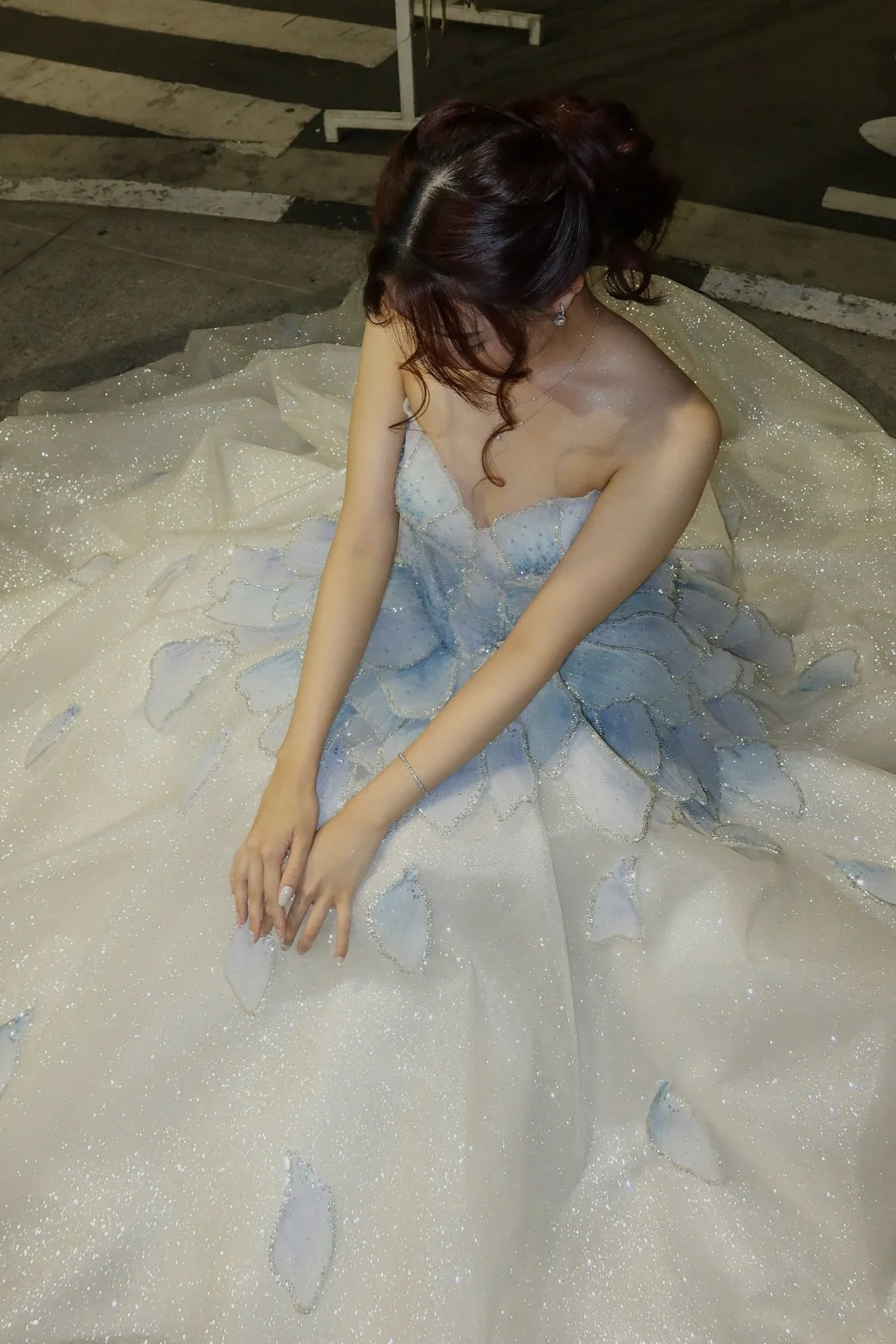 Fairy Princess Strapless Floral Party Dresses A-Line Dance Prom Ball Gown,LTP4440