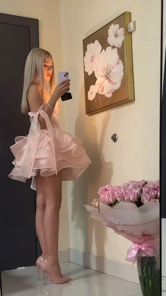 Princess Blush Pink Mini Homecoming Dress, Sweetheart Birthday Dress,LTP3684