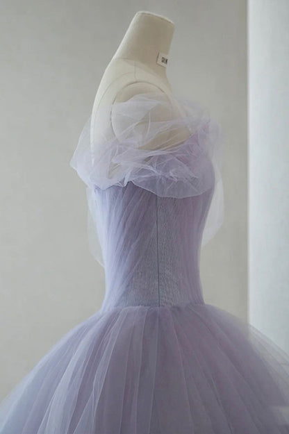 Princess Light Purple Tulle High Low Floral Homecoming Dress, LTP2933