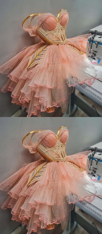 Princess Pink Ball Gown Sweetheart Mini Party Homecoming Dresses,LTP3826