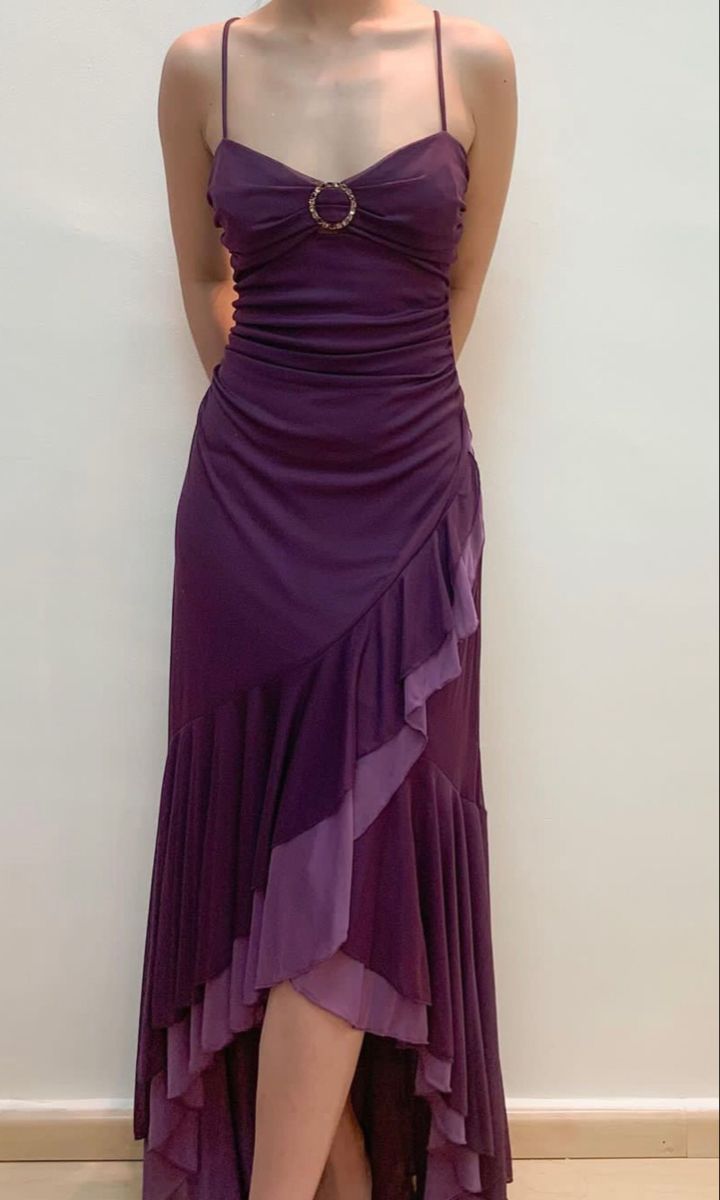 Purple Chiffon Ruffle Prom Dance Dress,LTP4474